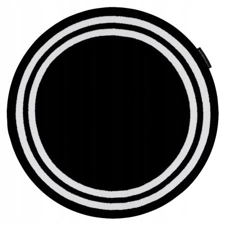 

Dywan okrągły czarny/ biały ramka koło 140 cm