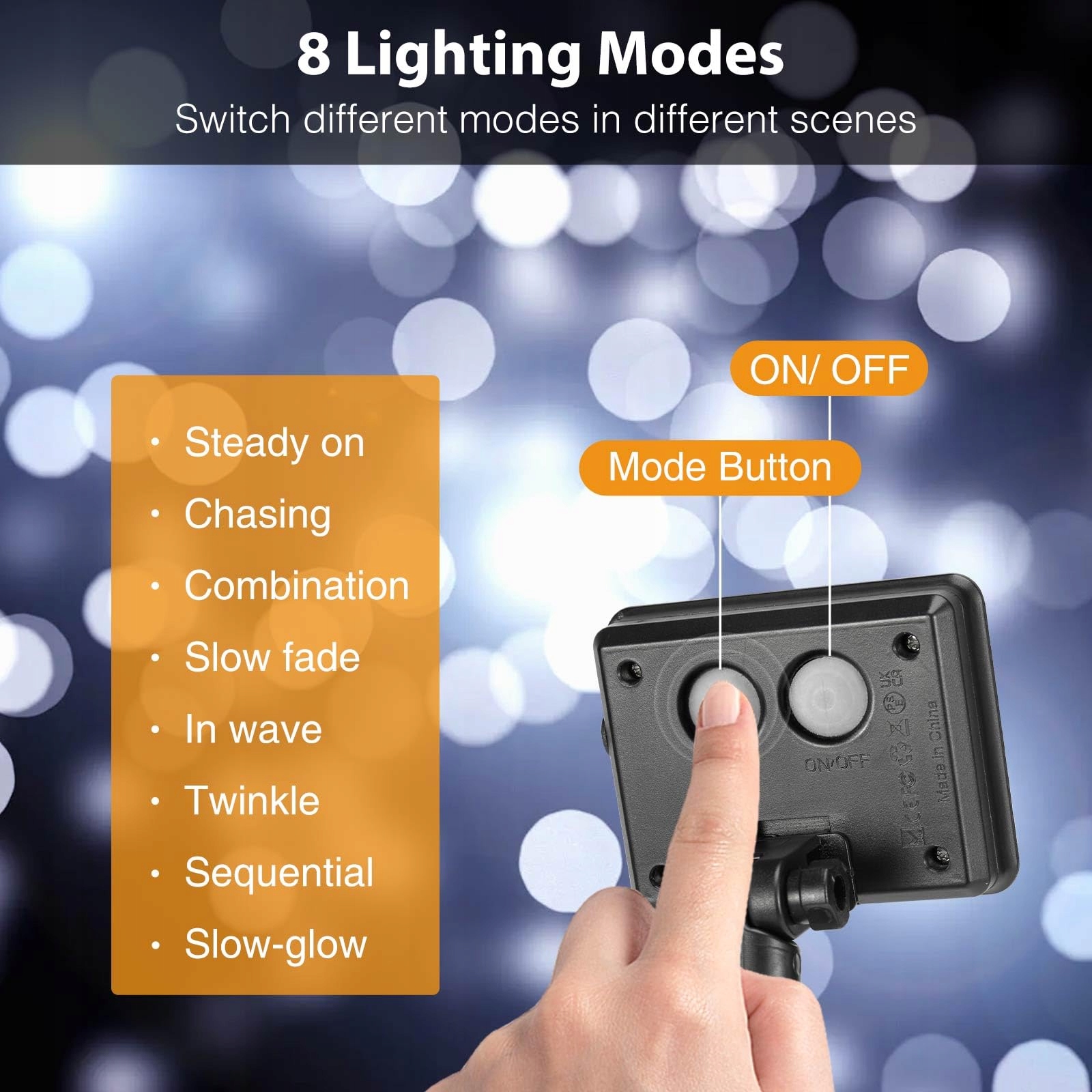 PEASUR Lampa Solarna 3x12M 120 LED IP65 Zewnętrzna Balkon Ogród — miniatura 4