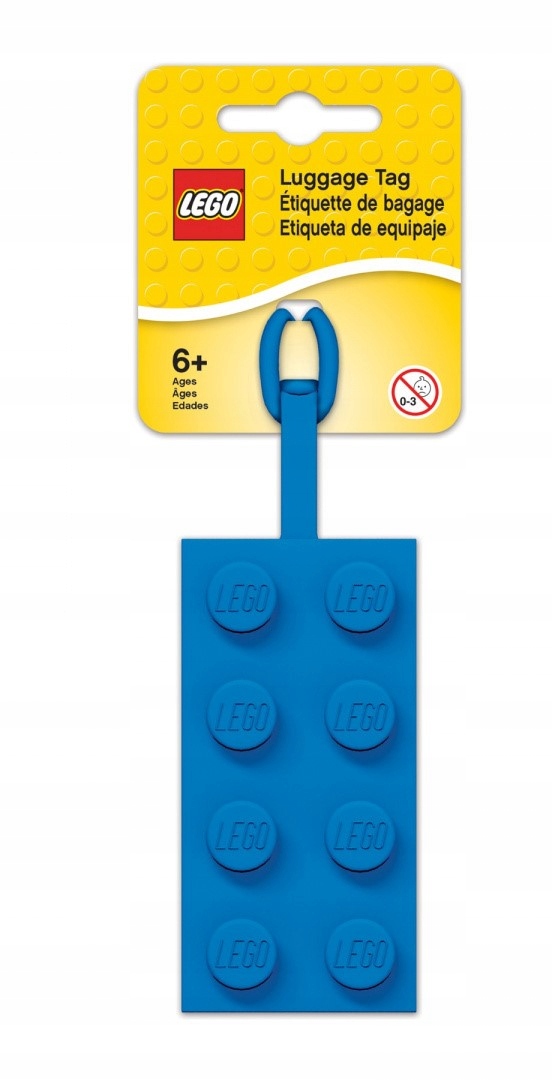 Lego Zawieszka Brelok Do bagażu plecaka walizki Elastyczny Klocek niebieski