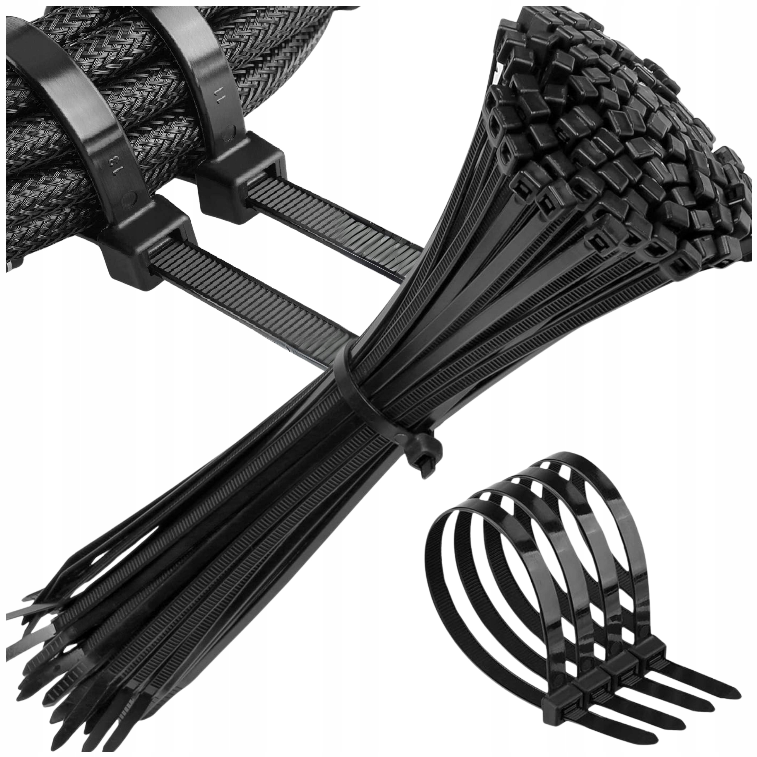 MOCNE OPASKI ZACISKOWE TRYTKI TRYTYTKI OBEJMY CZARNE 100 SZT 3,6 X 200mm