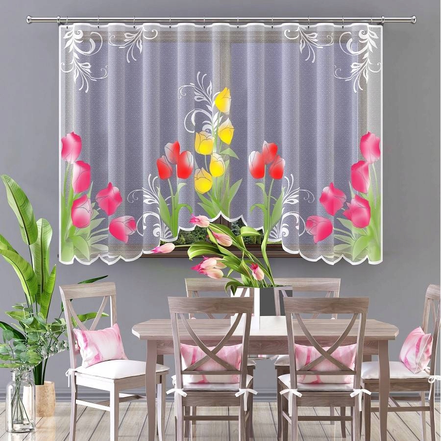 

Firanka w kolorowe kwiaty żakard Tulipan 280x150cm