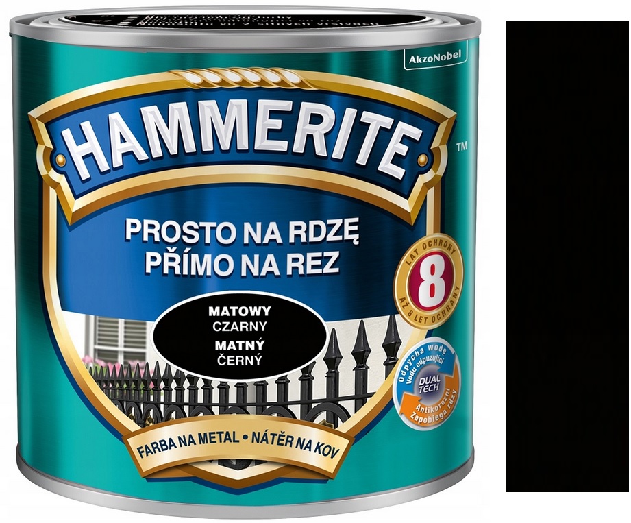 Hammerite Na Rdzę Farba Do Metalu 10 Lat Ochrony Czarny Mat 5L