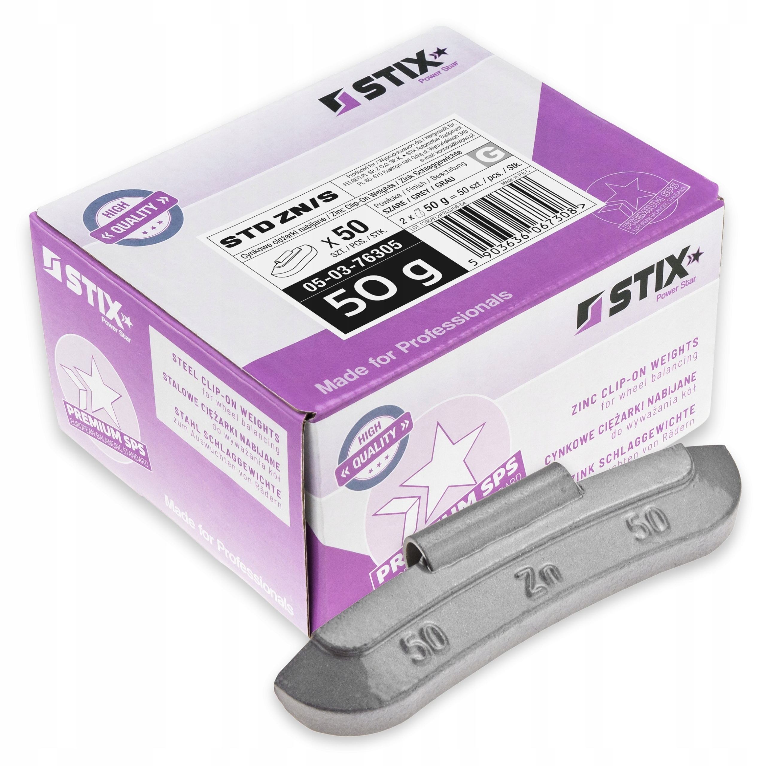 Zinkové Závaží Pro Ocelové Ráfky Std Zn/s 50g 50 kusů Stix