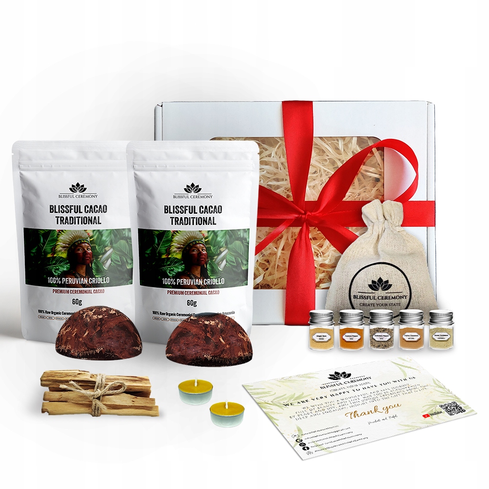 Obřadní kakao Ekologické Surové Peru Criollo Sada jako Dárek 120 g