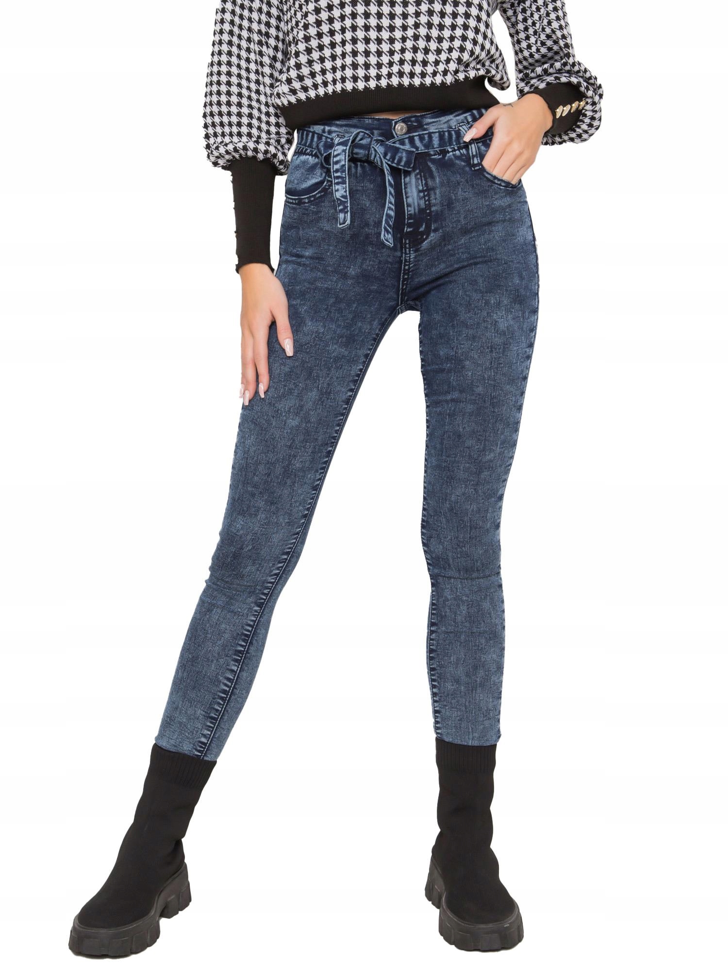 

Dopasowane Jeansy Damskie z wiązaniem Rurki - S