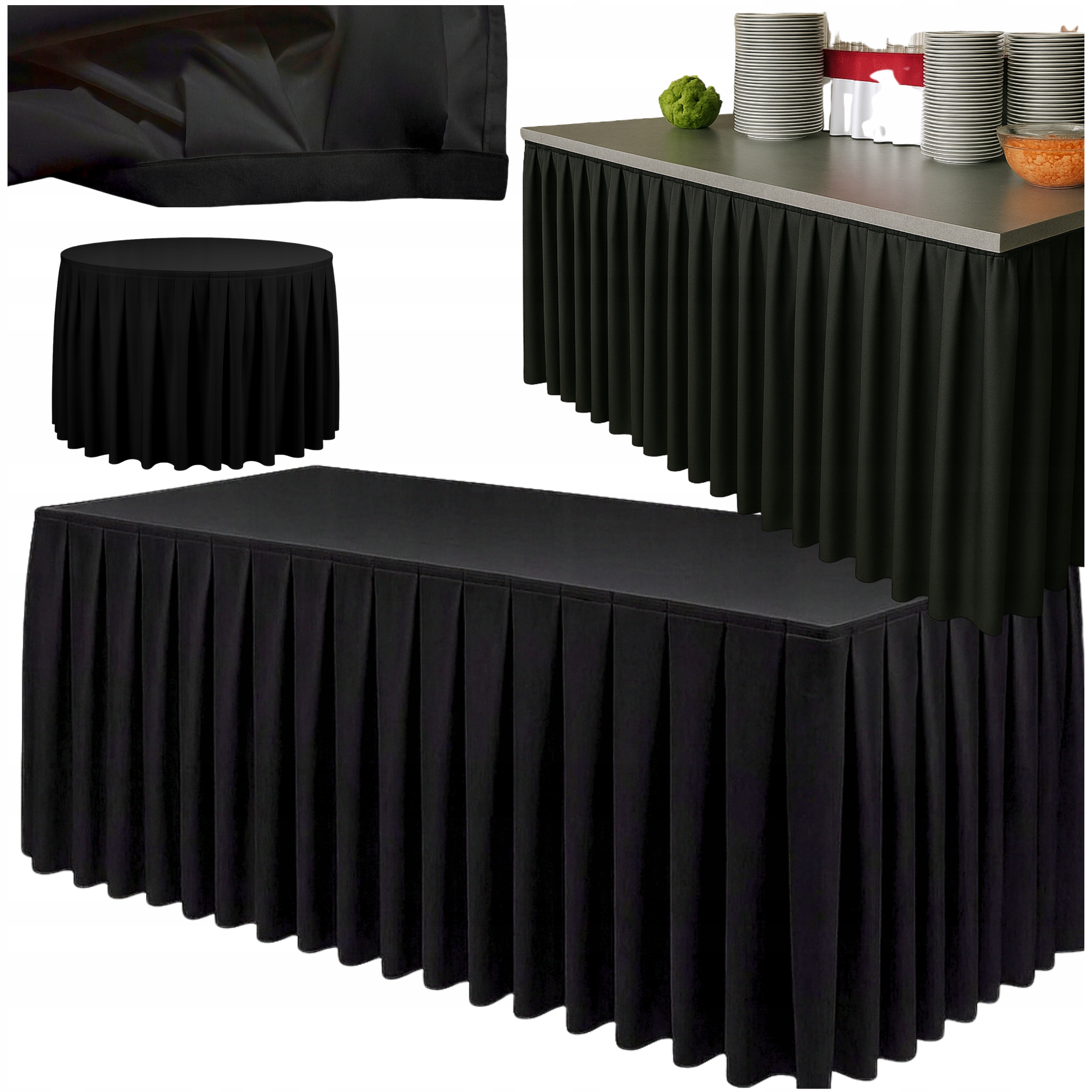 Skirting Stolová záplata Čierna 300 g/m² Hrubá Premium 565 cm polyester