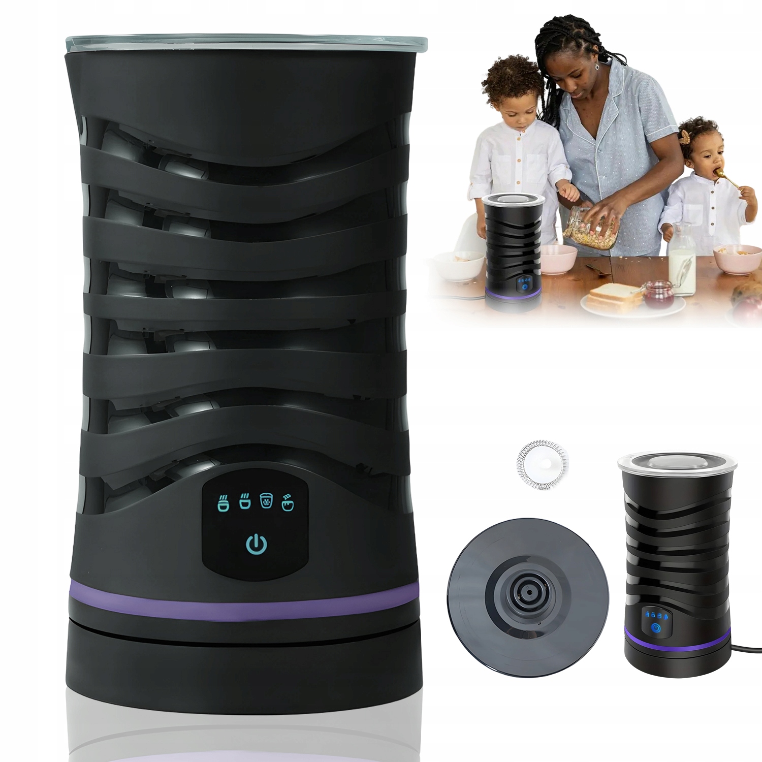 Napěňovač mléka 4v1 600 ml Auto Vypínání Teplá a studená pěna Latte