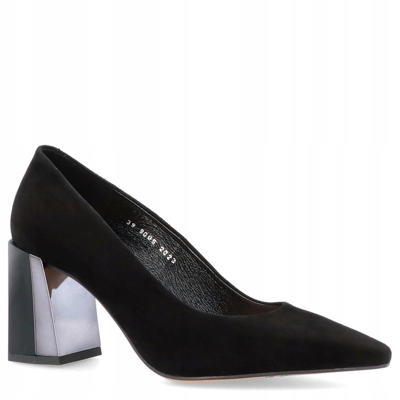 Semišové lodičky na podpatku Kotyl 9005 Černé 35