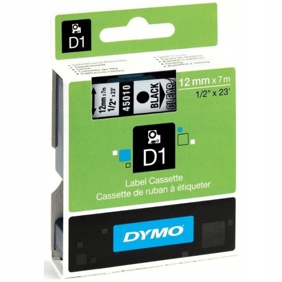 Páska Dymo D1 12 mm * 7 m Průhledná (černý Text)