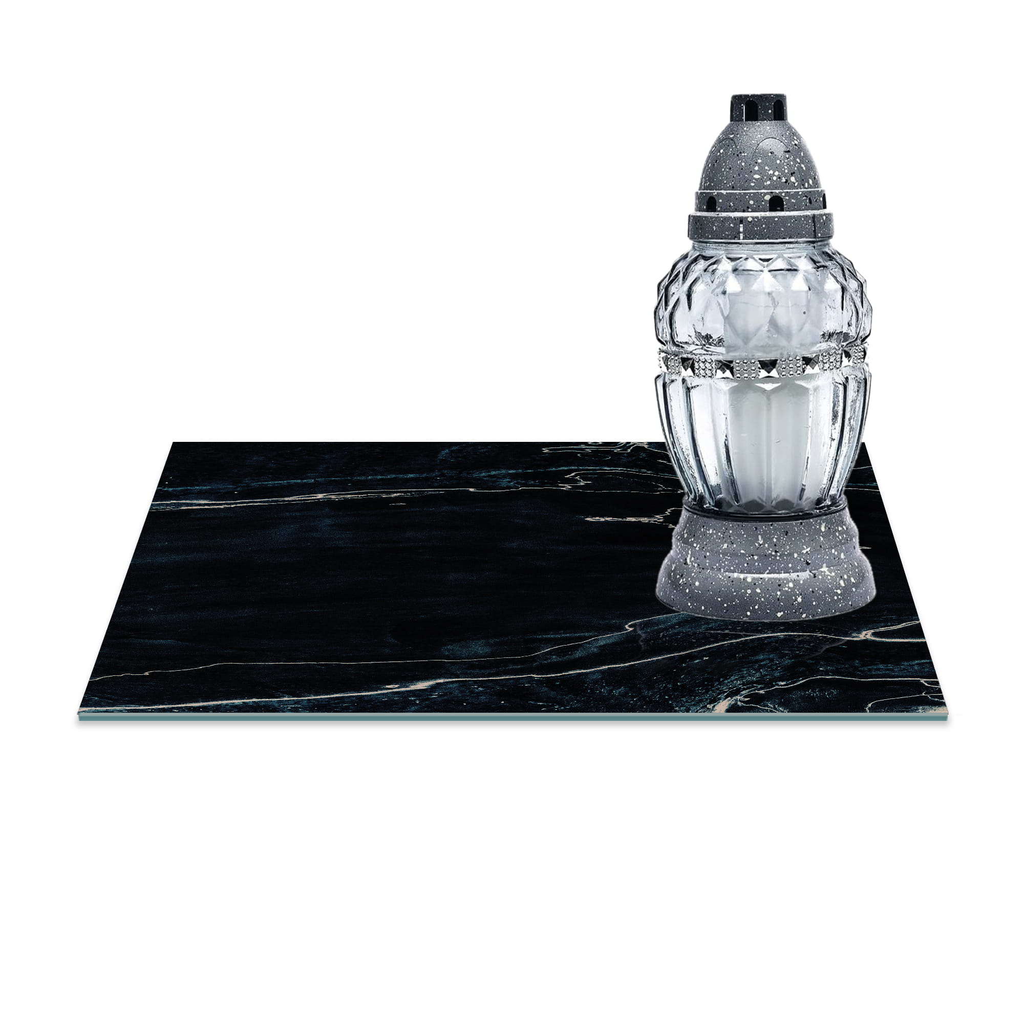 SZKLANA PODSTAWKA POD ZNICZE 30x20cm Marmur 36a