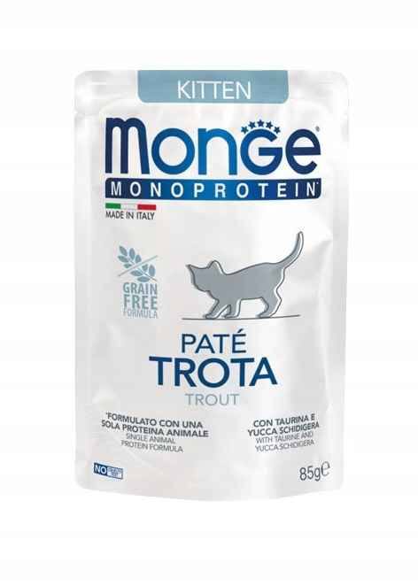 Levně 13X Monge Monoprotein Buste Kitten Pstruh 85 g