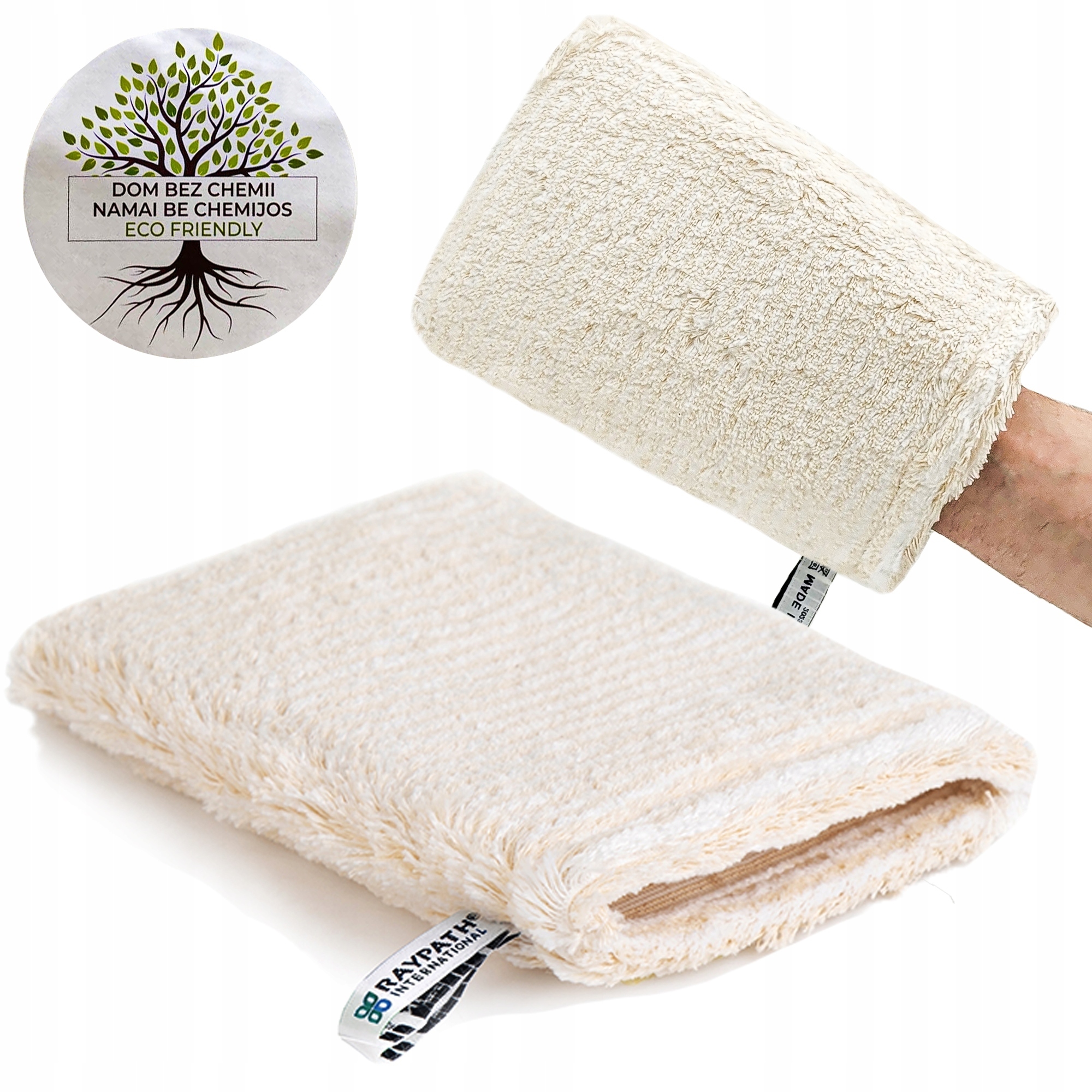 Levně Raypath Béžová ošetřující rukavice na dřevo nábytku Rtv kůže vel M