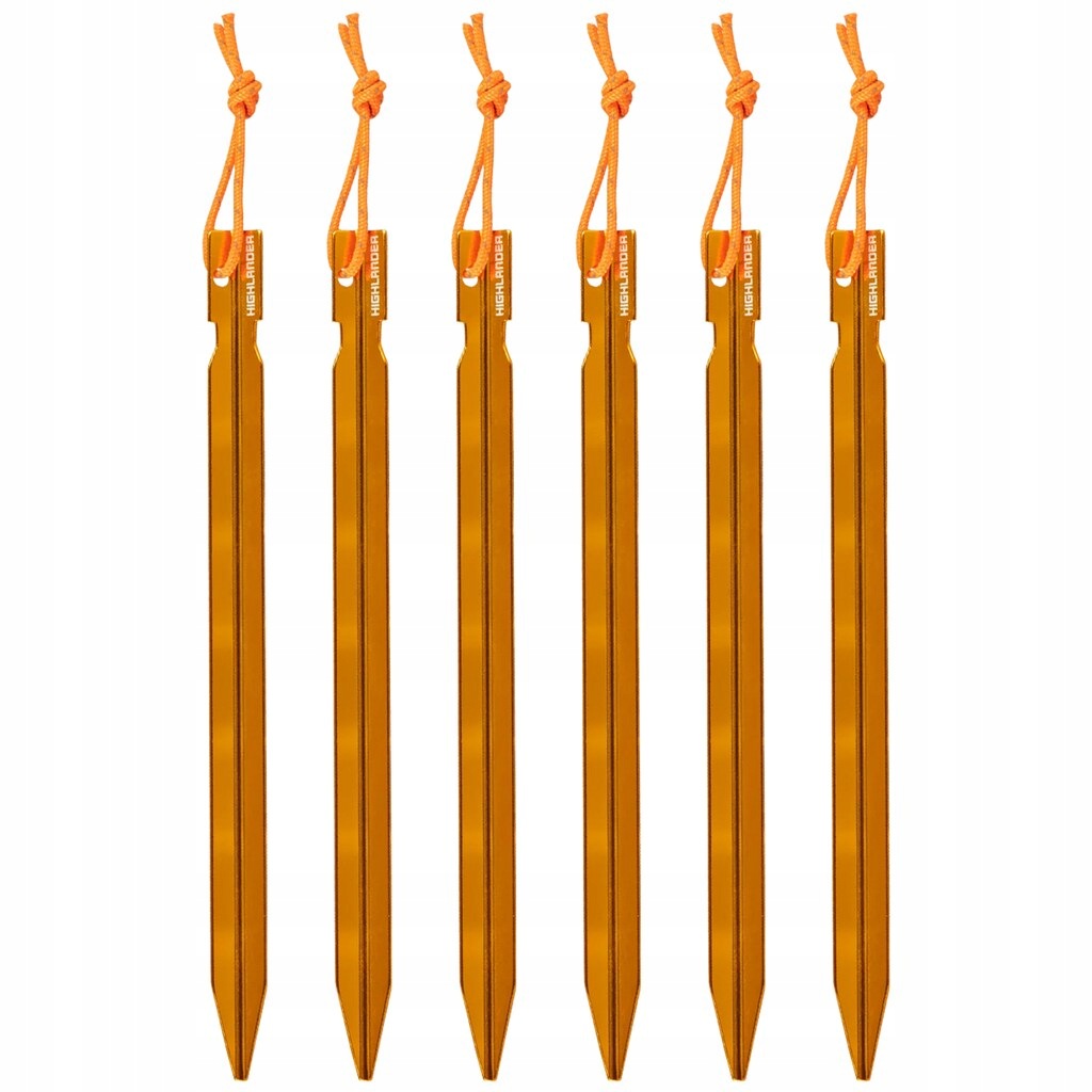 Śledzie do namiotu 6 szt Highlander Arrow 18cm Lekkie Aluminiowe Orange