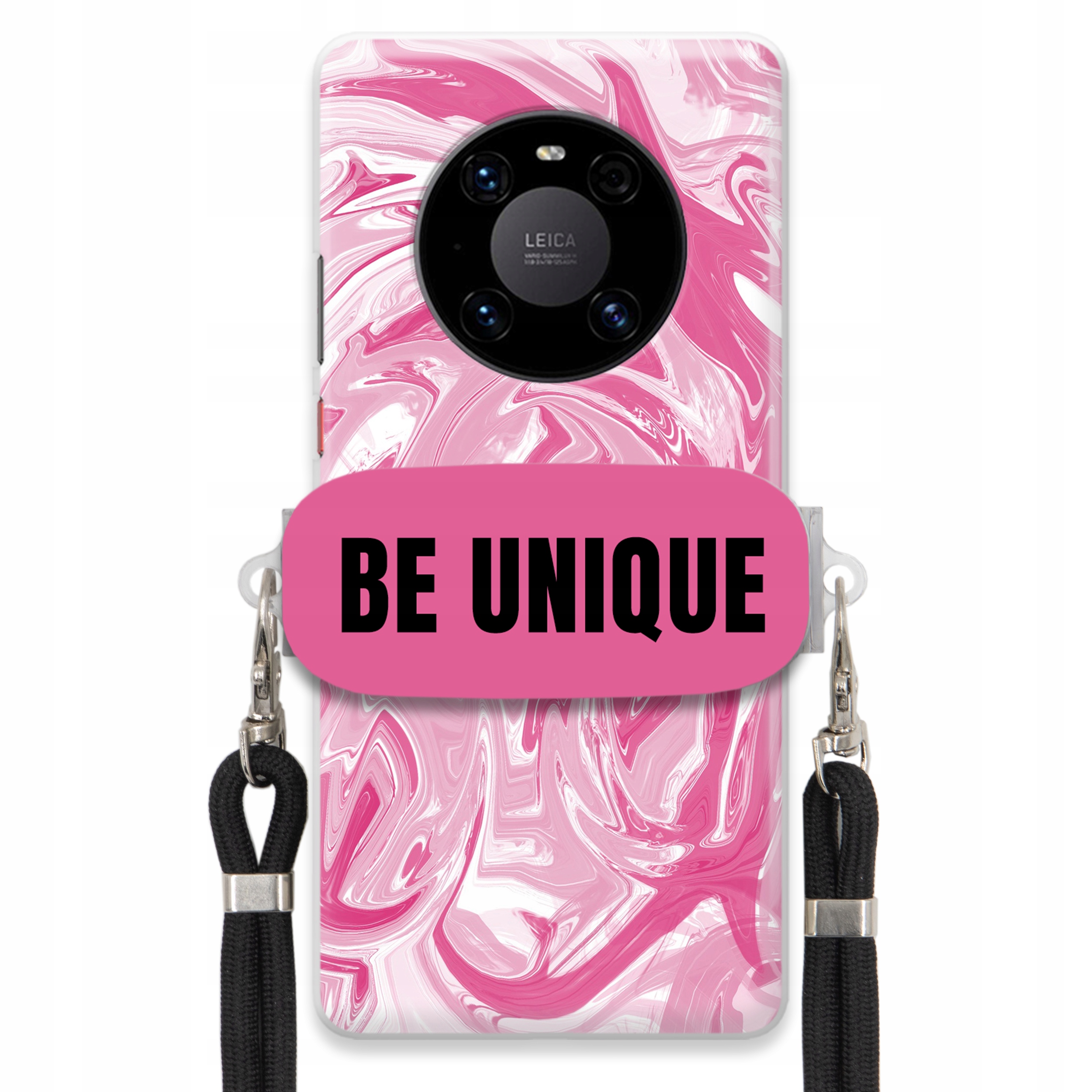 Puzdro pre Huawei Mate 40 Pro PLUSCase držiak na šnúrku Čierna Ružová Mramor