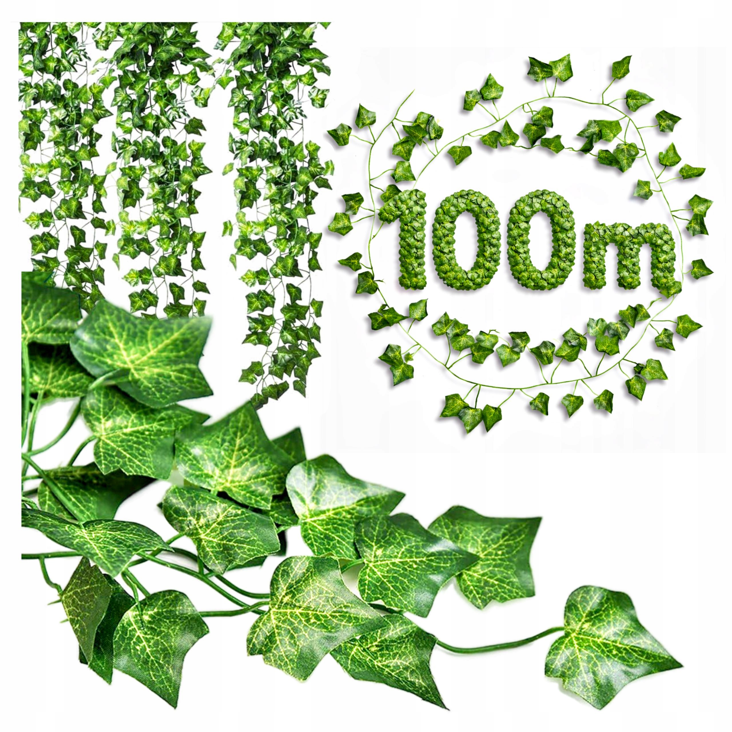 Umělý Břečťan Girlanda 100 M 48 Ks Na Zeď Balkon Terasa Listy Popínavé Rostliny