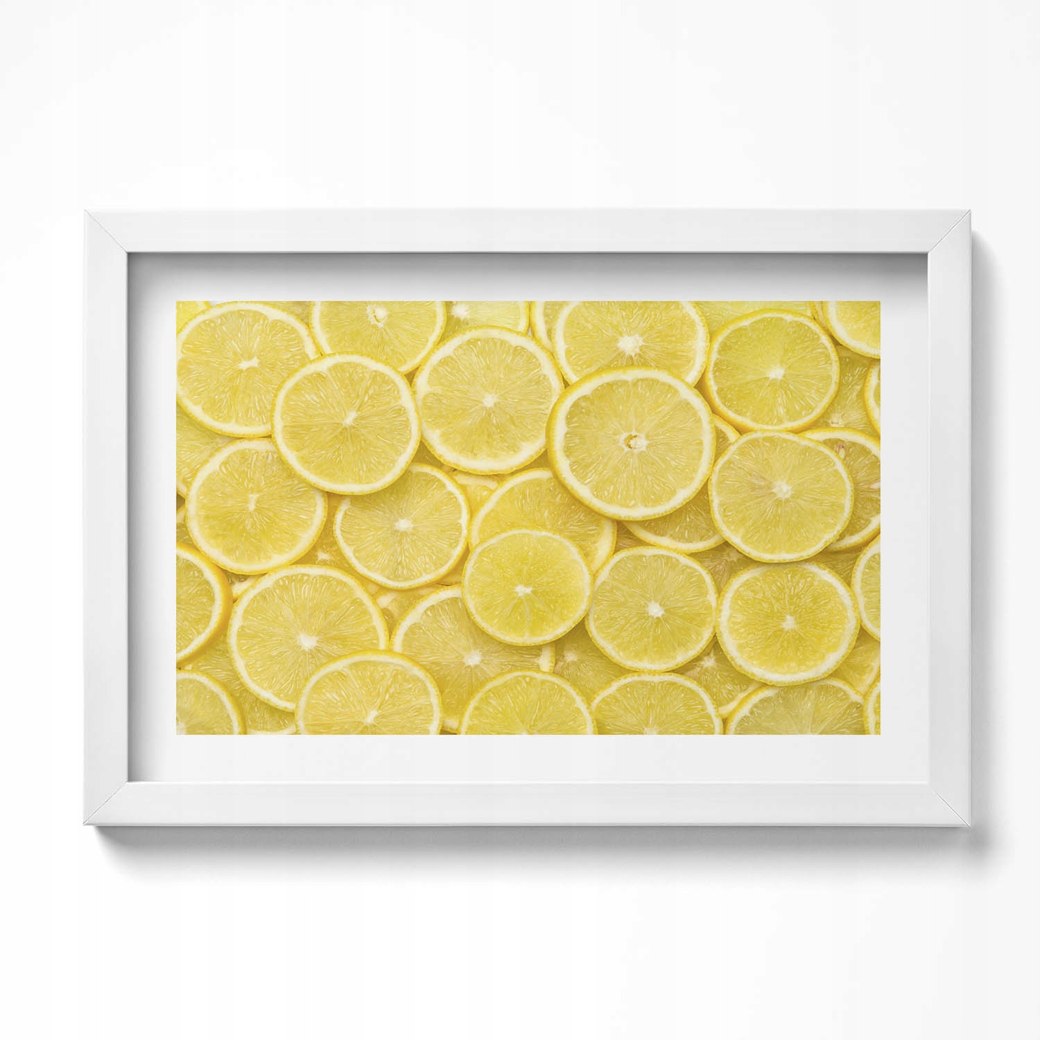 Nástěnný dekorativní obraz v bílém rámu s grafikou Ovoce citronu 30x20 cm