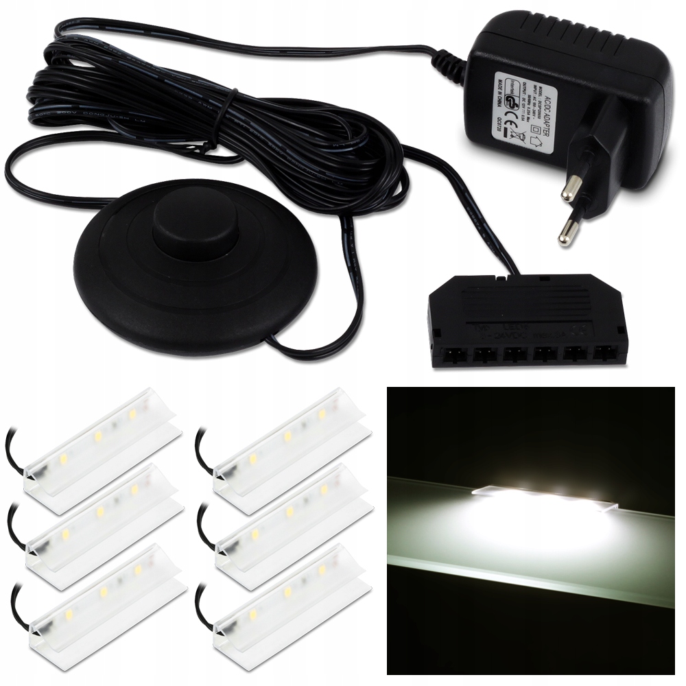 

Zestaw 6X Klips Led Do Półki Szklanej B. Neutralna