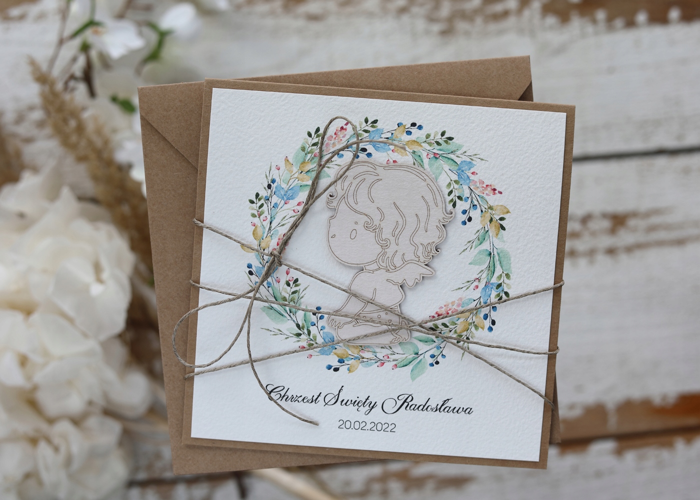 Ručně vyráběné přání na křtiny od matky křest