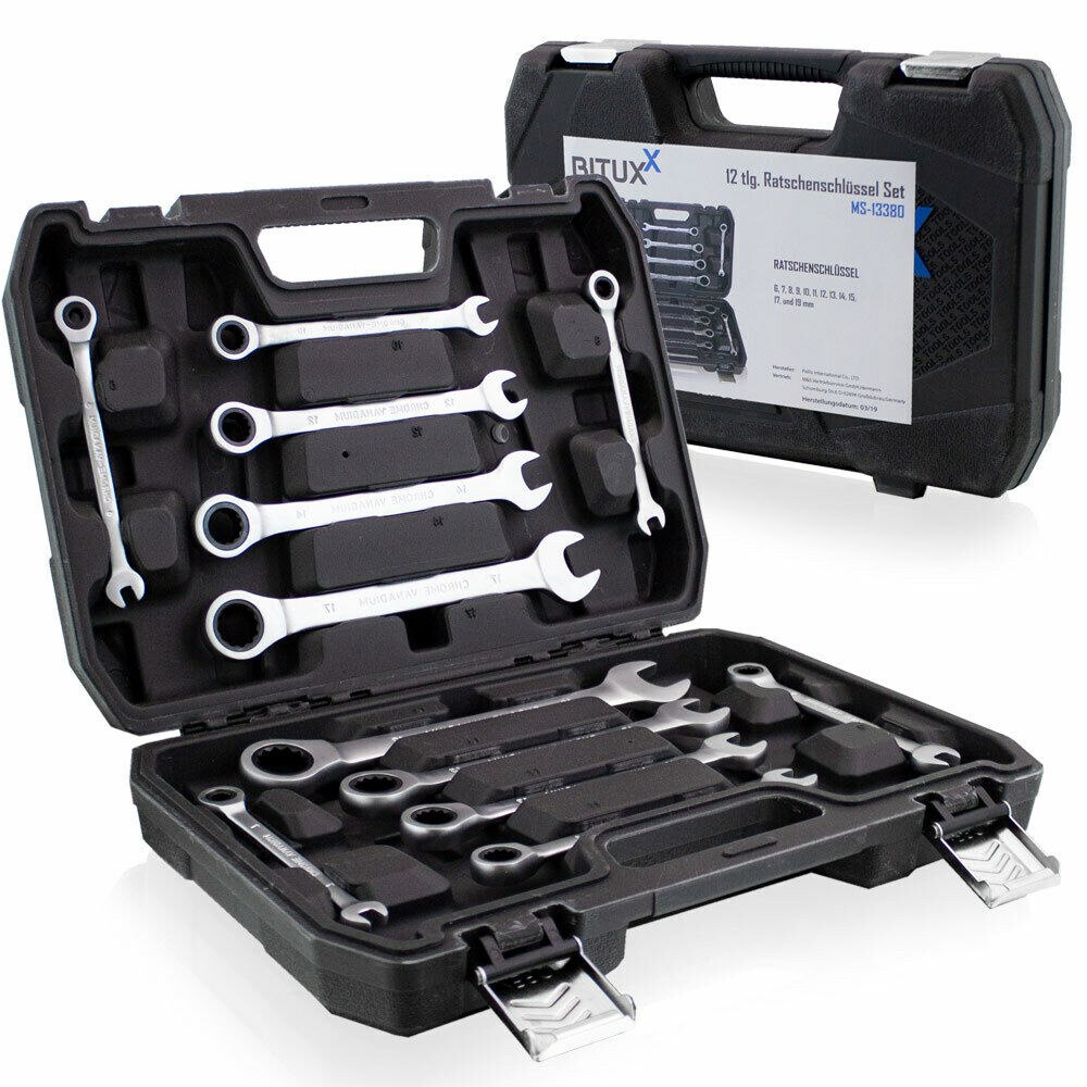 Sada Očkoplochých Ráčnových Klíčů Bituxx 12 Dílů
