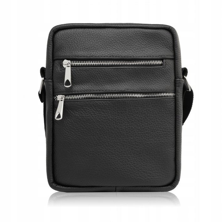 Pánská kožená taška přes rameno Černá prostorná módní brašna Abruzzo
