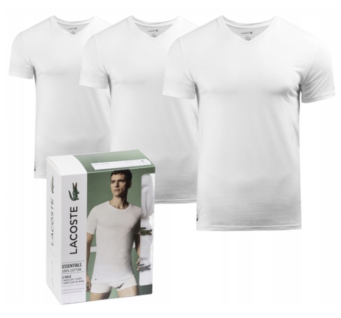 Lacoste T-shirt Podkoszulek XXL Komplet 3 szt LACOSTE-TH9008 V Neck