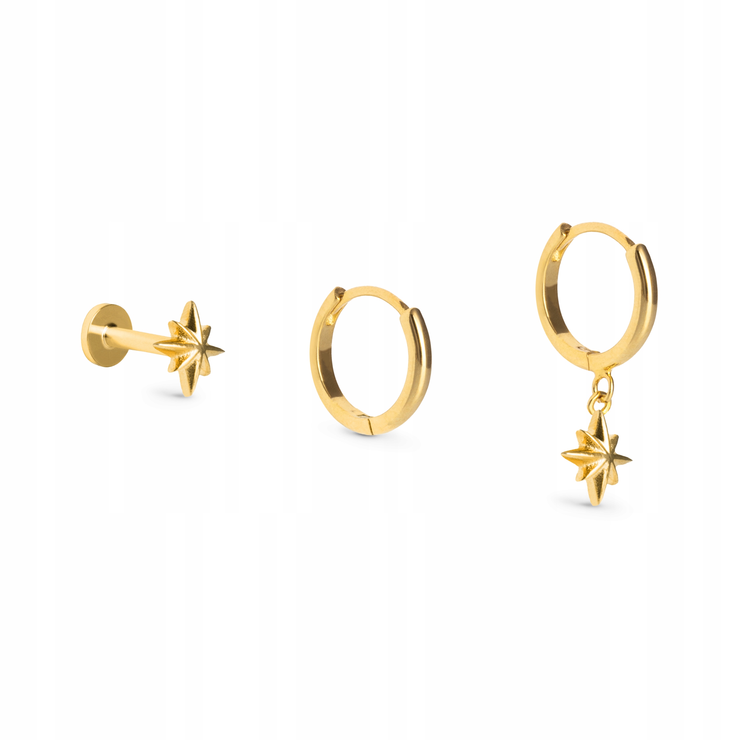 Zestaw kolczyków piercing pozłacany Ania Kruk złote gwizadki srebro 925