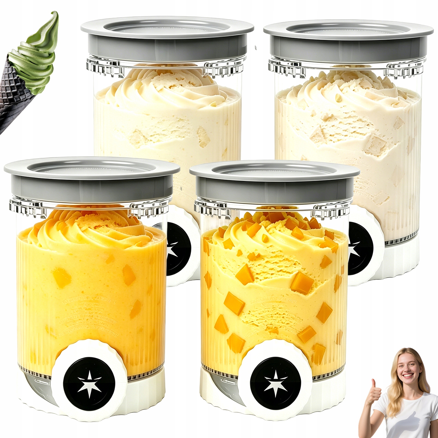 Sada Nádob 4 Ks NC701 NC700 Kompatibilní S Swirl Creami Bez Bpa