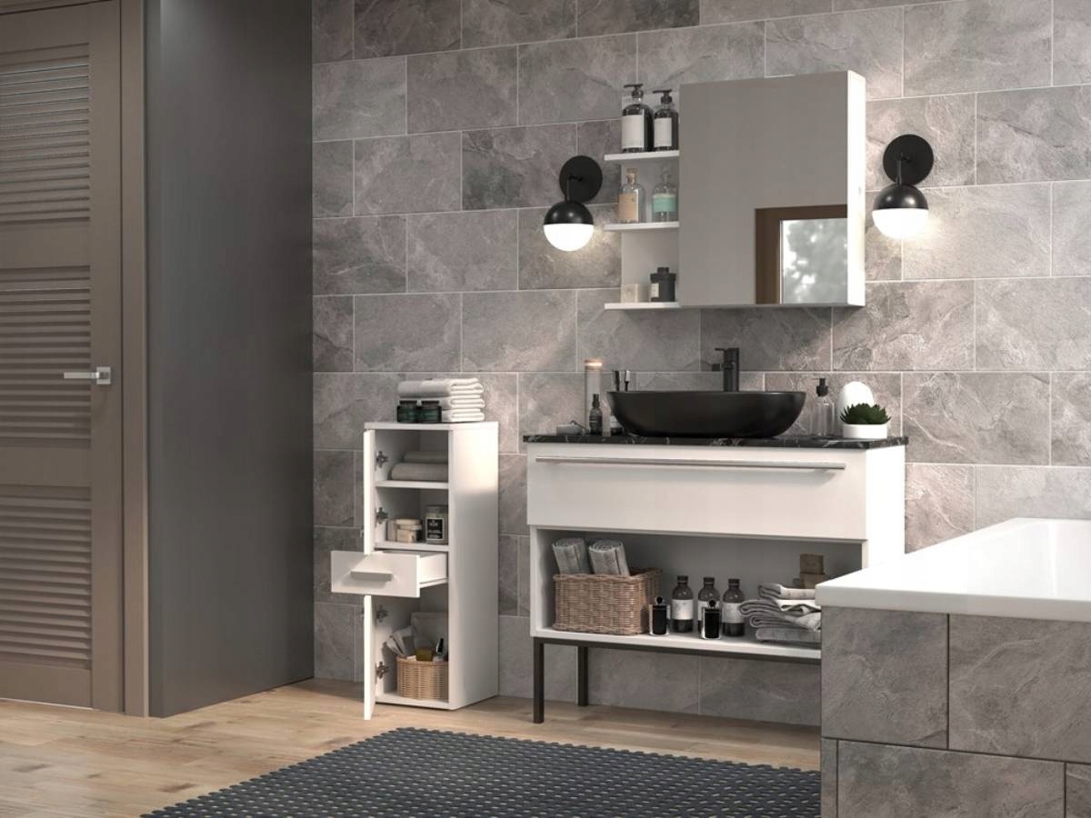 SZAFKA ŁAZIENKOWA REGAŁ PÓŁKI SZUFLADA SŁUPEK 30cm BIAŁY MAT Kod producenta Szafka łazienkowa z szufladą