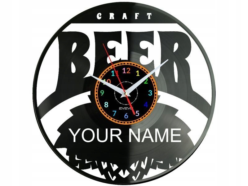 Pivo Vaše Jméno Nástěnné Hodiny Dekorativní Vinylová Deska Vinyl Dárek
