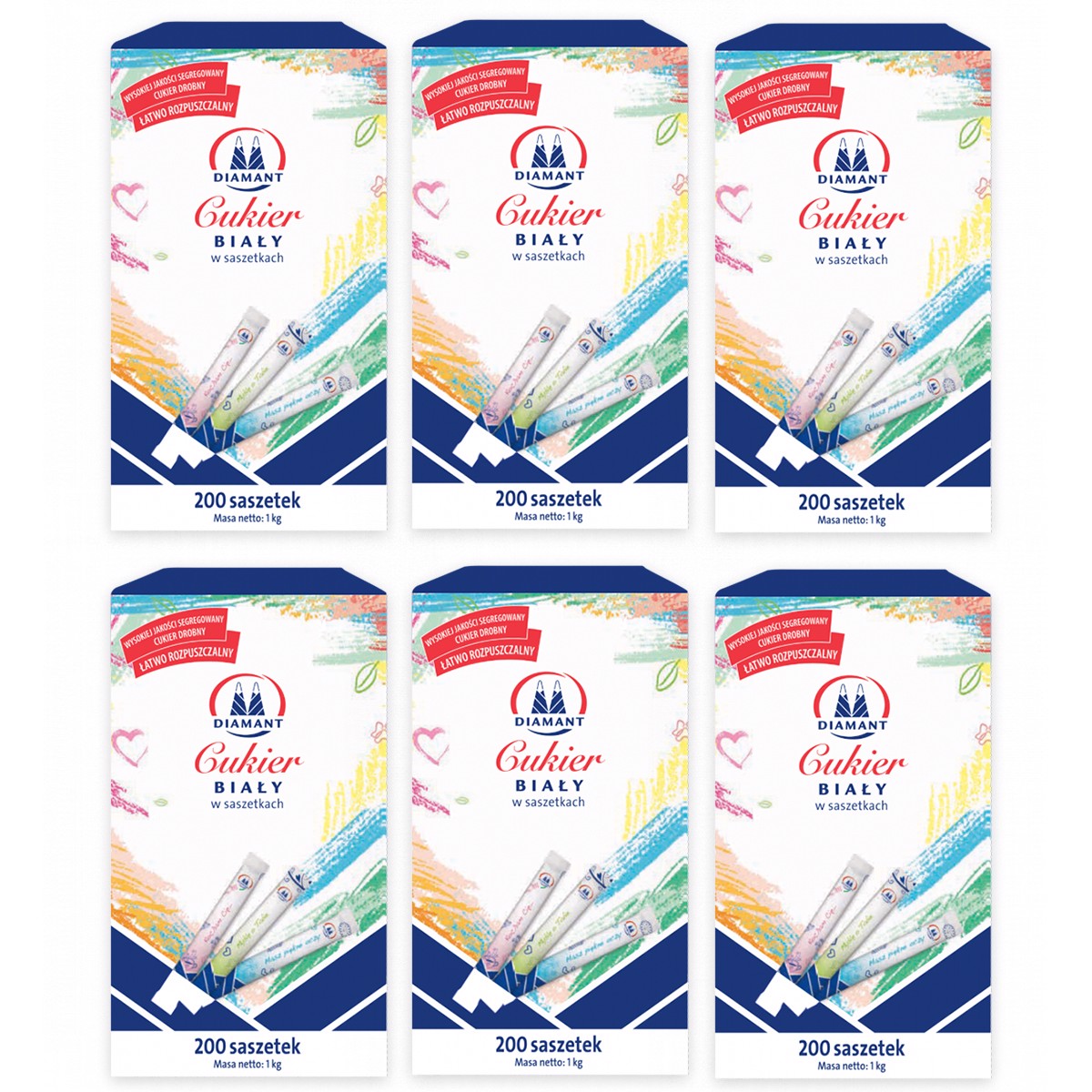 Levně Diamant Cukr bílý v sáčcích 1 kg (200 kusů) x 6 kusů