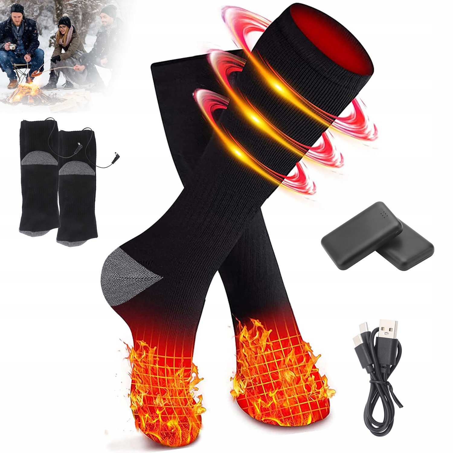 Podgrzewane Skarpety Elektryczne Termiczne Getry Zimowe Ogrzewacze Do Stóp
