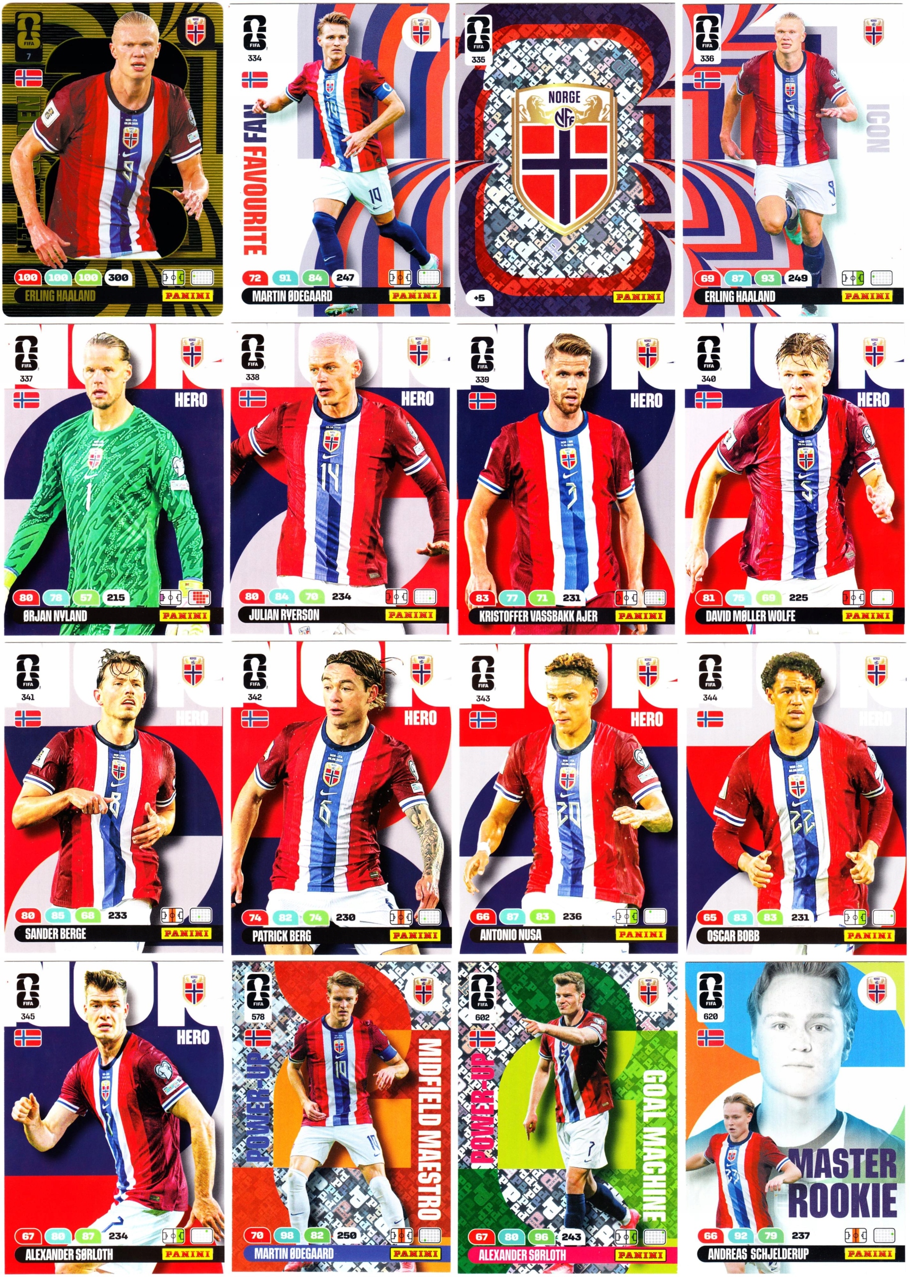 Norwegia Fifa World Cup 2026 Panini zestaw 16 kart komplet Haaland Odegaard