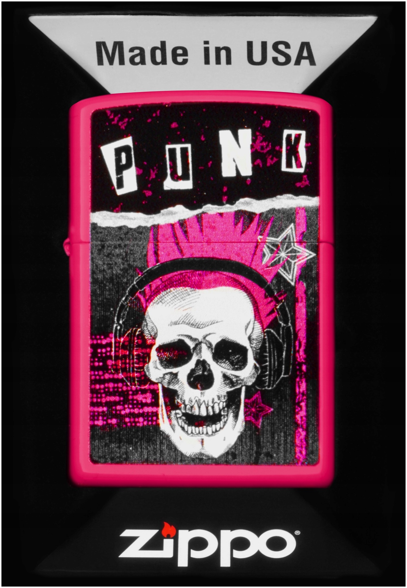 Zapalovač Zippo Punk Skull Design 60007342 Větruodolný Benzínový