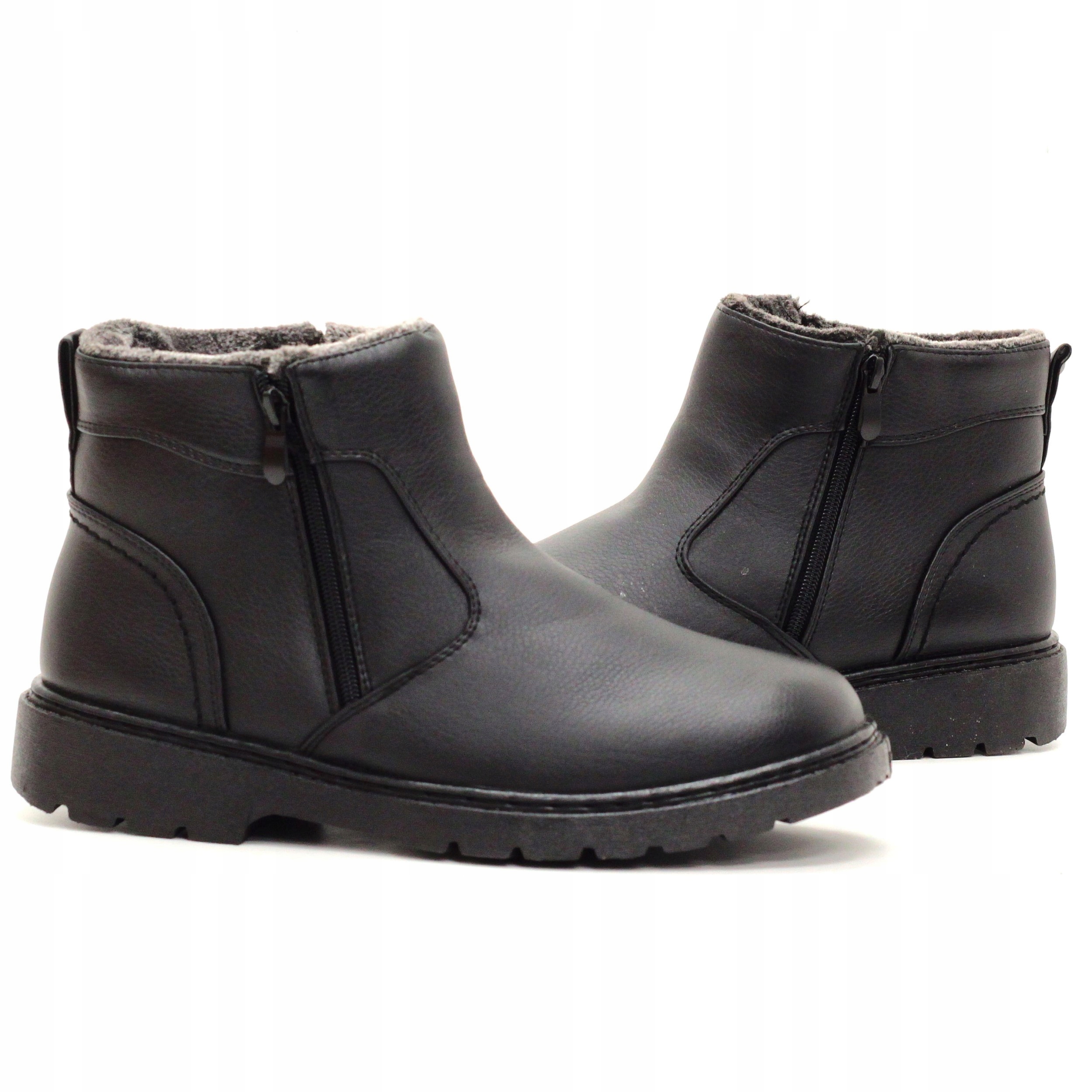 BUTY MĘSKIE ZIMOWE TRAPERY CZARNE ŚNIEGOWCE Rozmiar 43