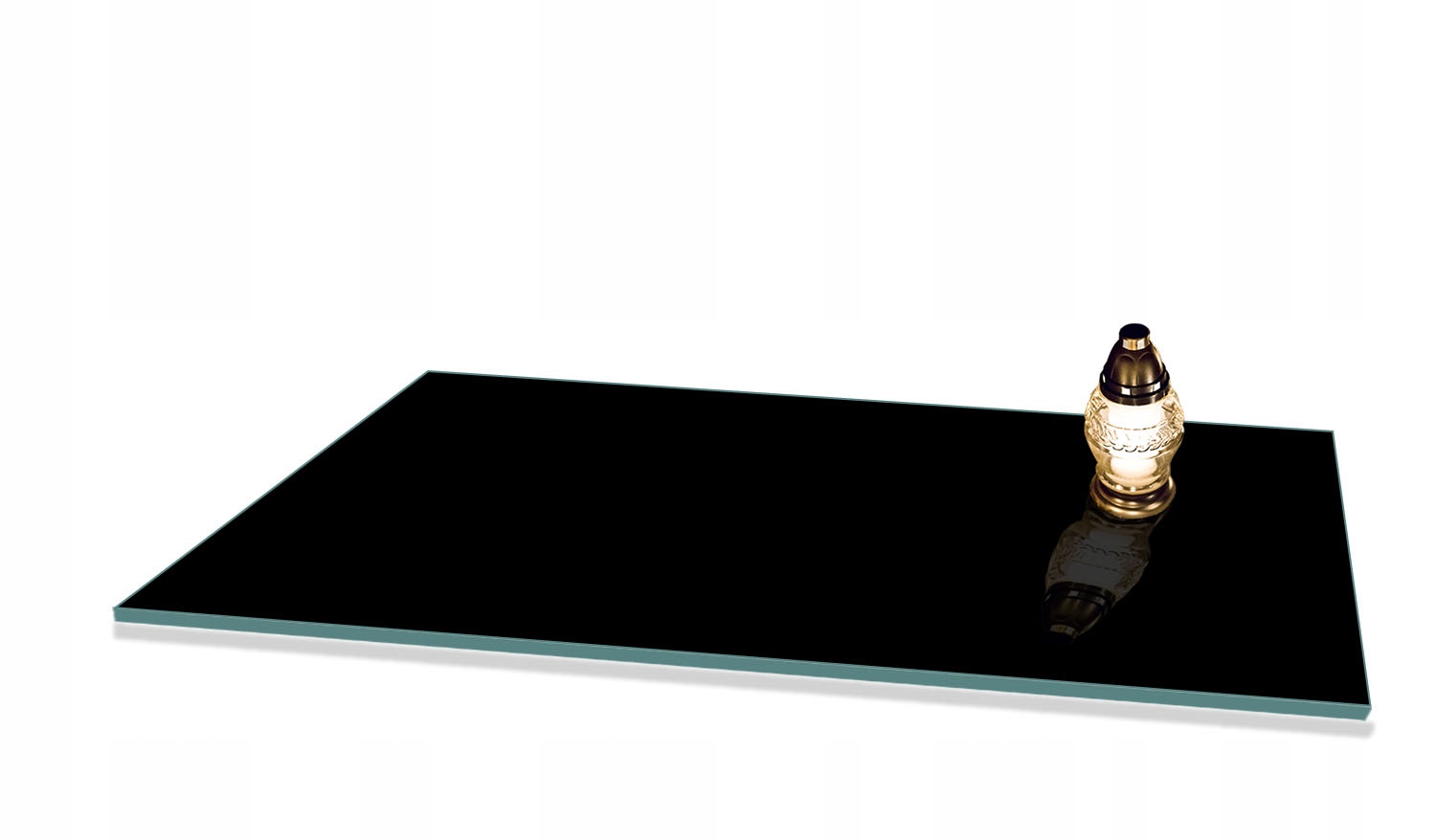 Skleněná Podložka Pod Svícen Květiny 80x52 Černá