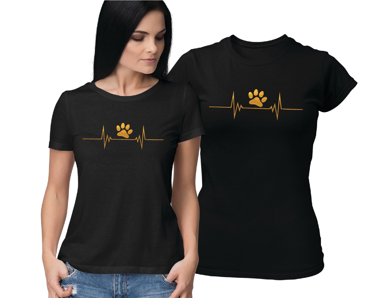 

Koszulka damska Łapka Pies Kot Złota Linia Życia