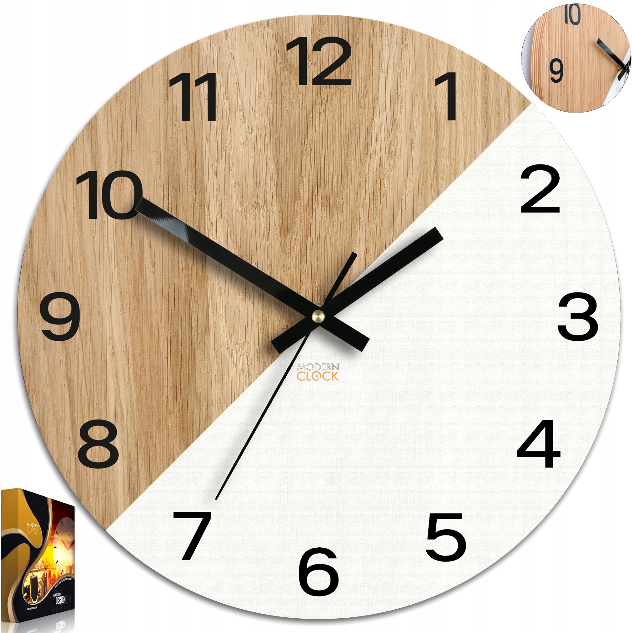 Dřevěný nástěnný hodinový stroj Oksford Bílý 33 cm Tichý