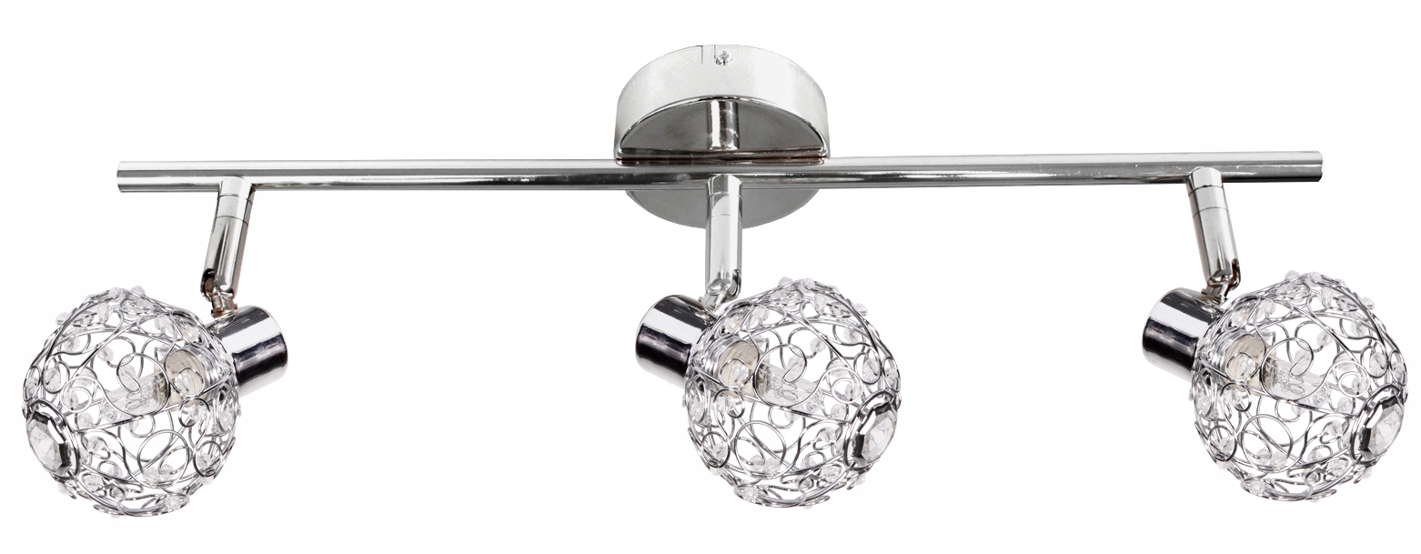 Elegantní Stropní Lampa Stínidlo Kov Krystaly 3xG9