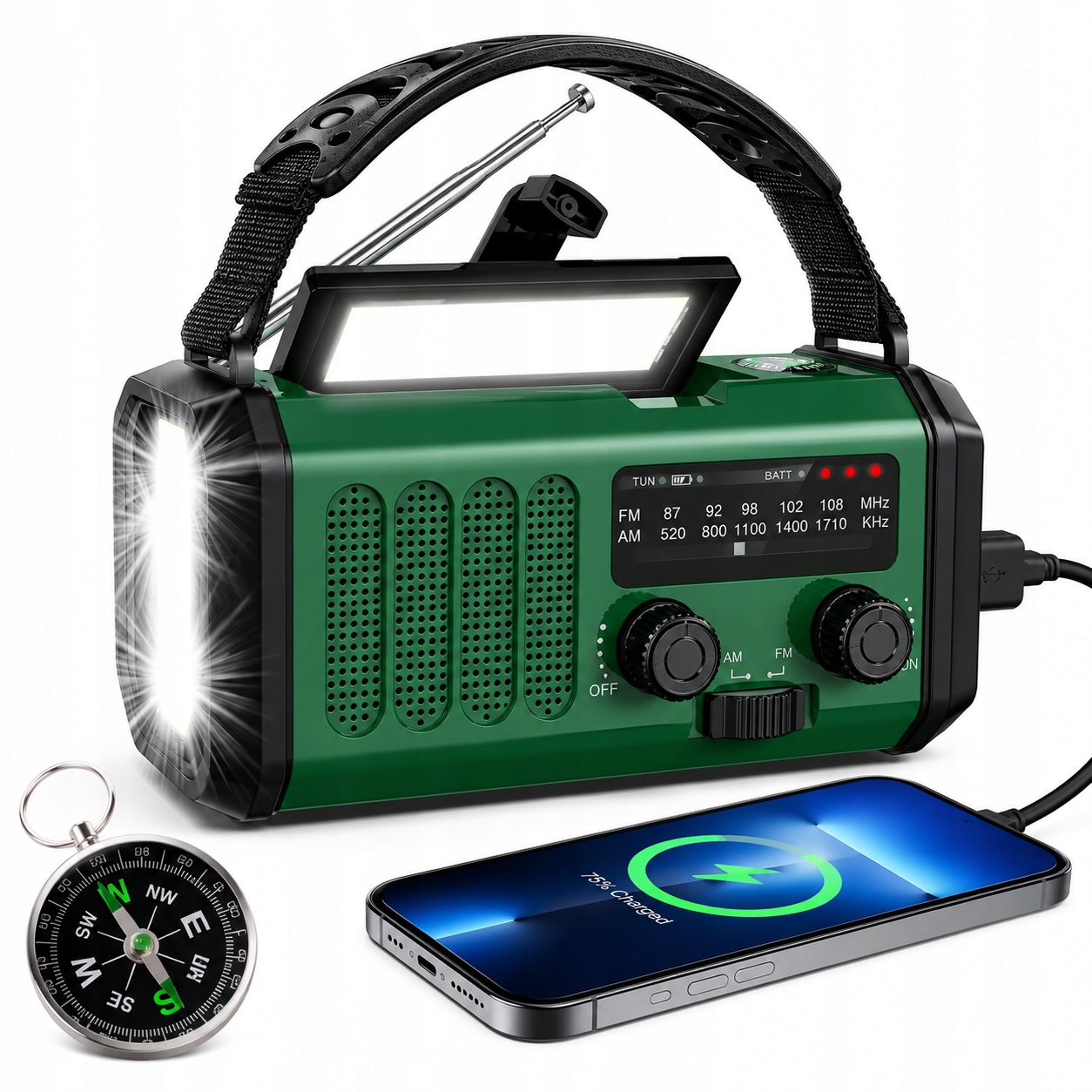 Nouzové rádio 10000 mAh s solárním napájením Am/fm pro venkovní použití
