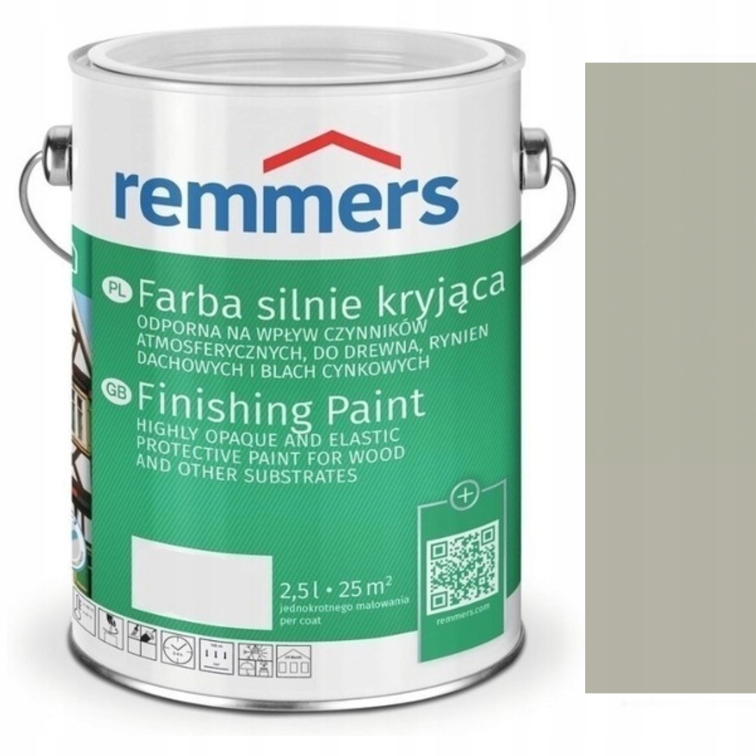 Remmers Farba Deckfarbe 2,5 L, Silne Krycia Farba Na Drevo, Svetlošedá