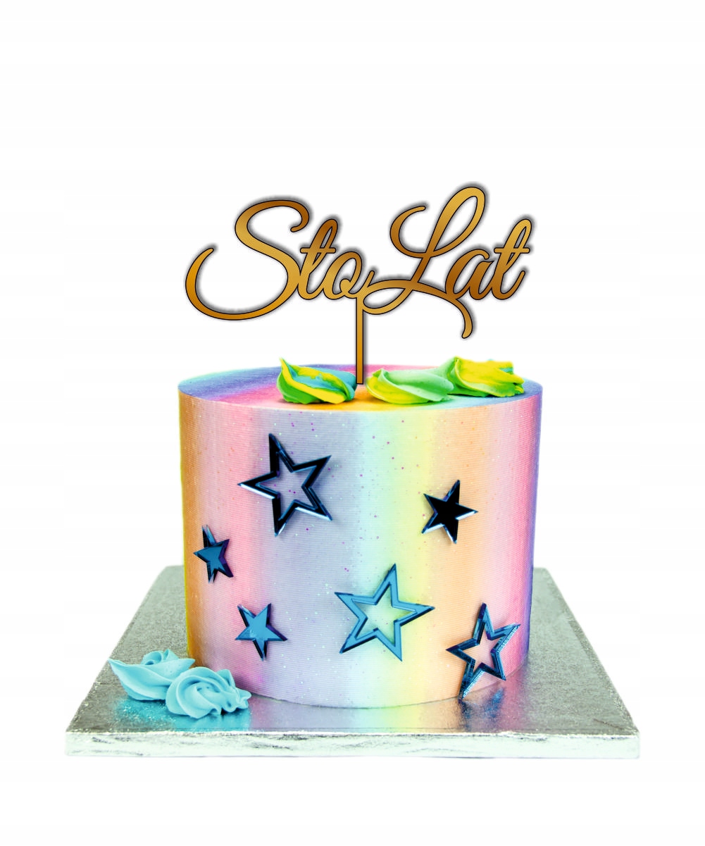 TOPPER TOPER NA TORT CIASTO URODZINY OZDOBA DEKOR STO LAT ZŁOTY LUSTRZANY Rodzaj topper