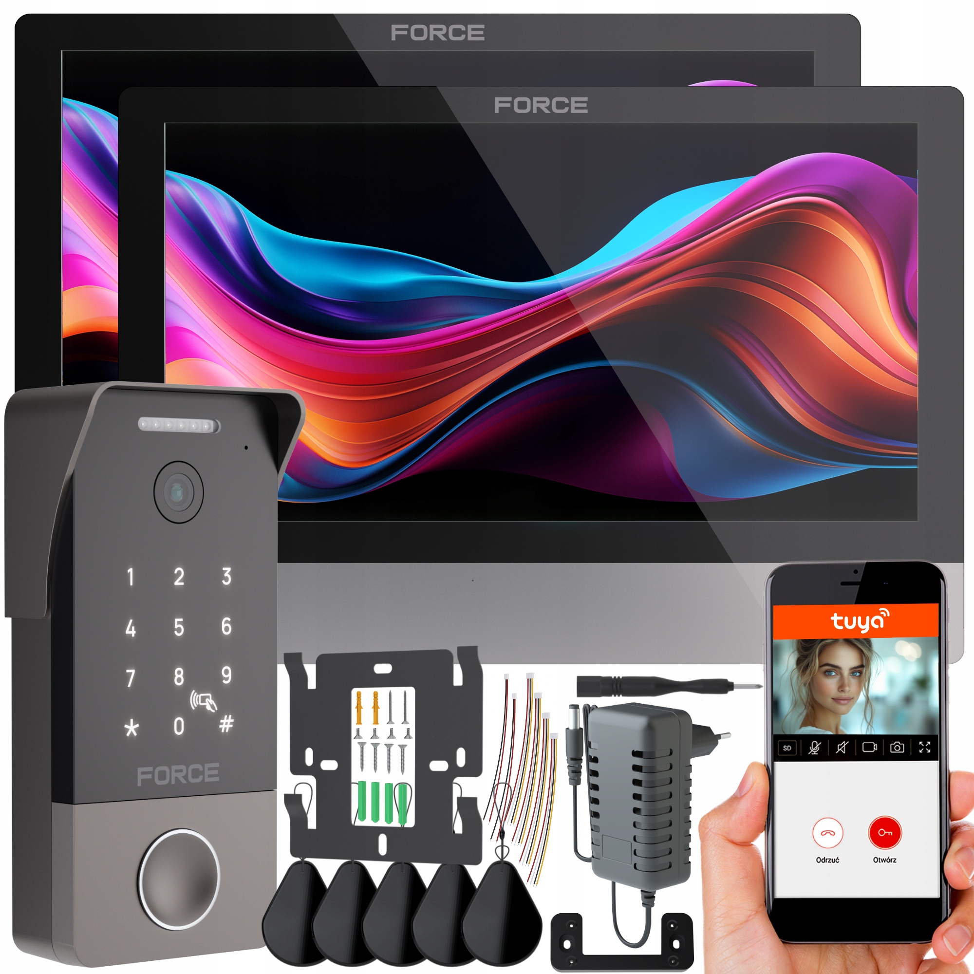 Videovrátnik Force Myway Pro 2X Monitor 10" Čierny WiFi Tuya Kľúčenky