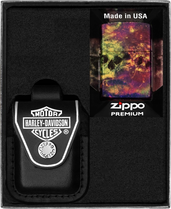 Sada Zippo Zapalovač Galaxy Skull Design Dárkový No6