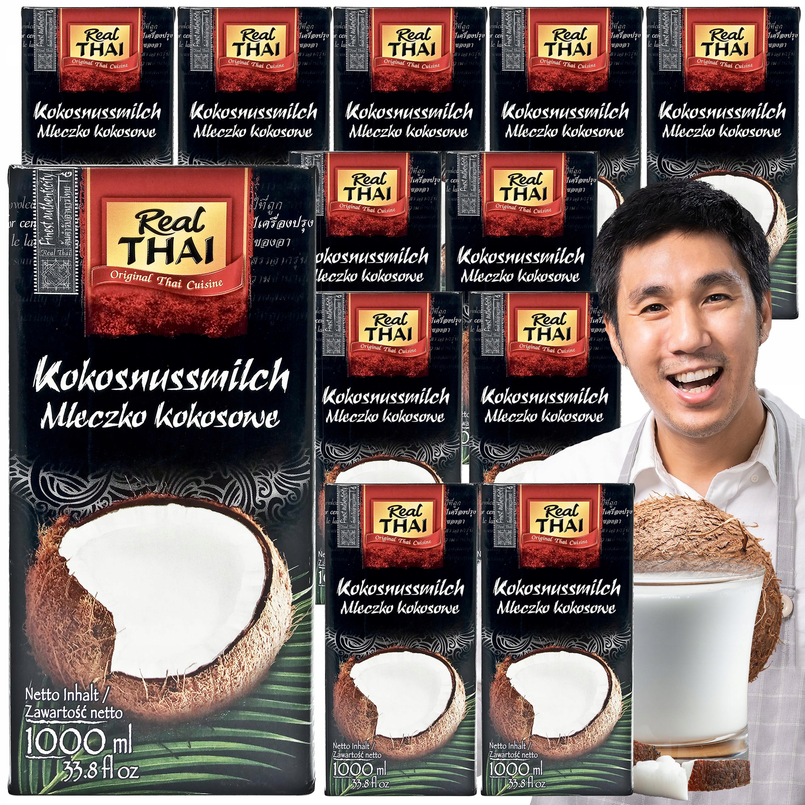 Levně Kokosové Mléko 12L Real Thai přírodní kokosové mléko exotické 85% kokosu