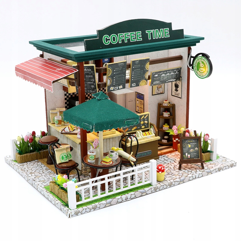 

Zestaw Diy Domek model Kawiarnia Puzzle 3D Led