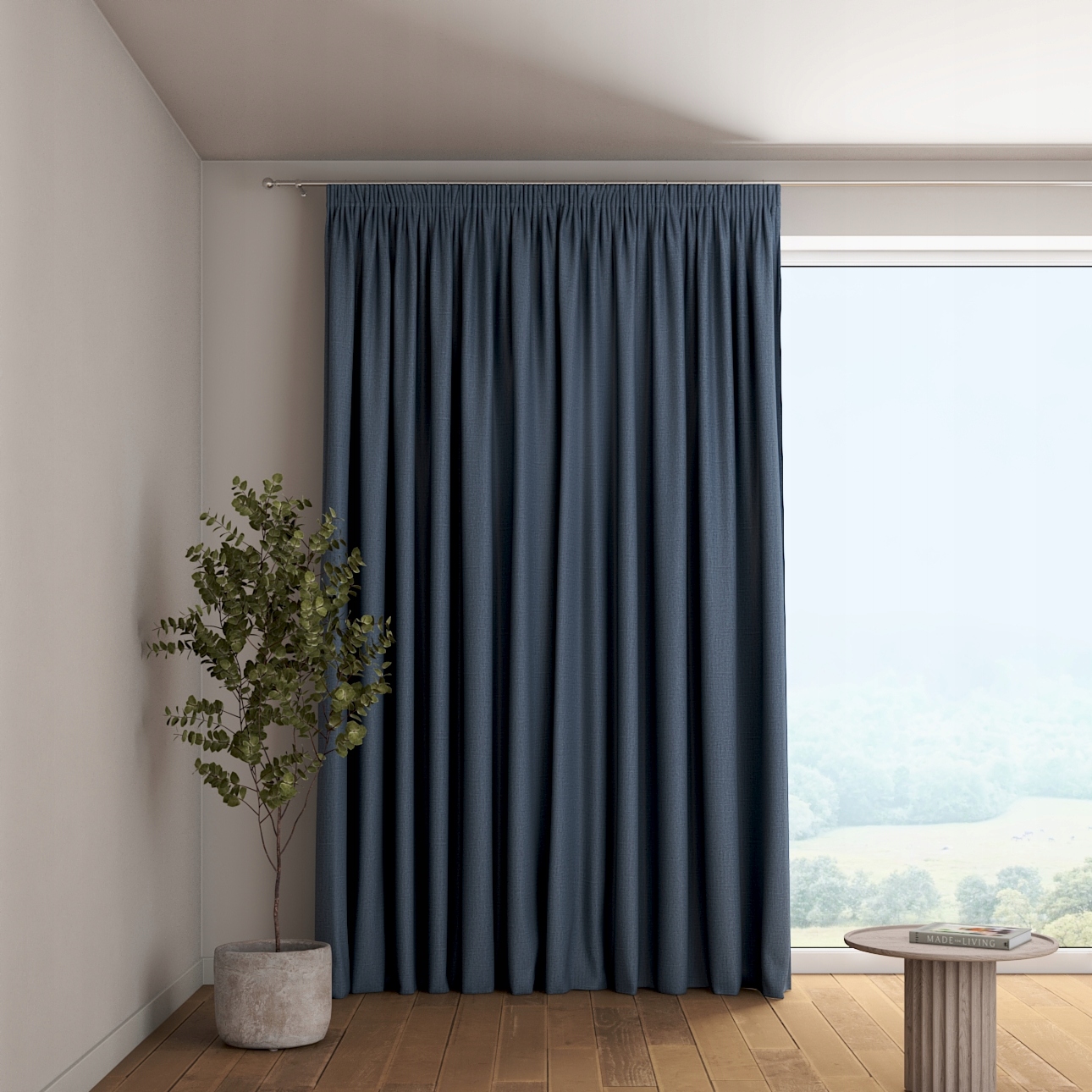 Závěs na nařasovací pásce 1 ks 130x260 cm modrý