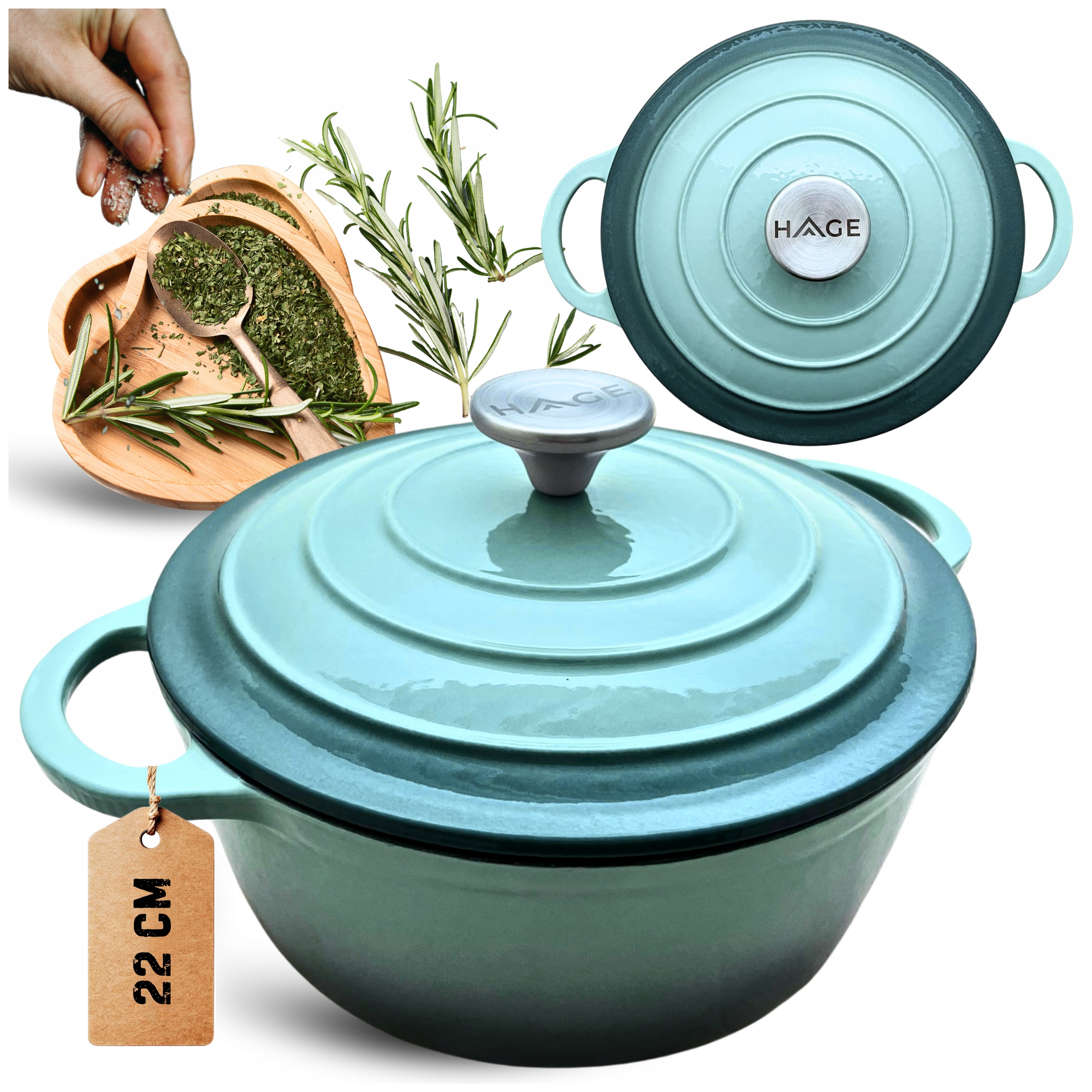 Hrnec litinový, smaltovaný, 22 cm, mořská sůl