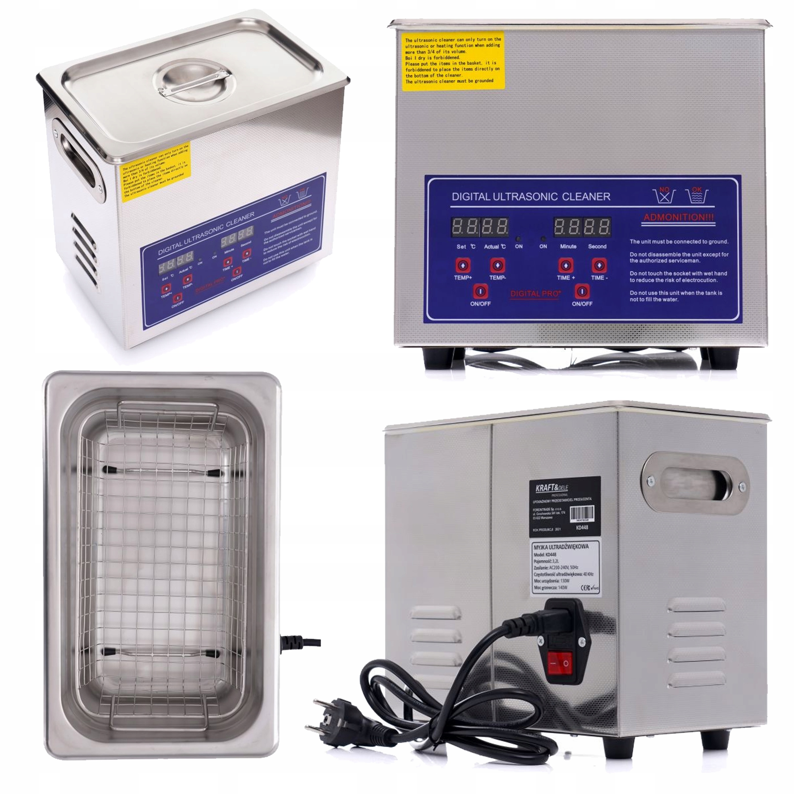Myjka ultradźwiękowa wanna 3,2L duża mocna