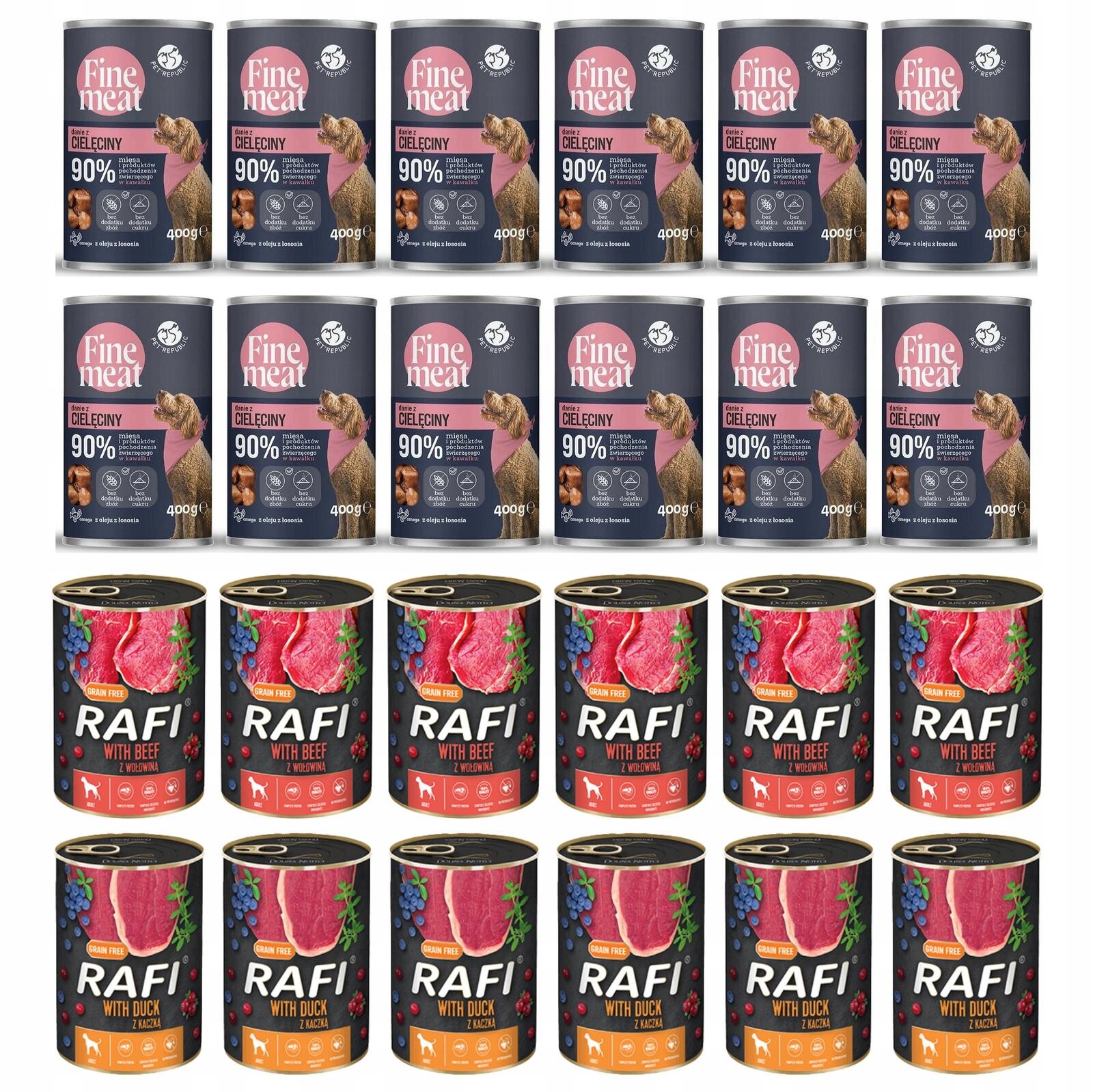 Mokra karma dla psa Rafi Petrebublic Fine Meat MIX Smaków 24x400g
