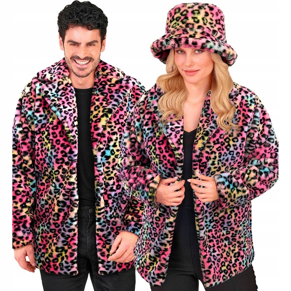 Kostým Plyšová Bunda Leopard Multikolor Unisex Převlek Karneval L/XL